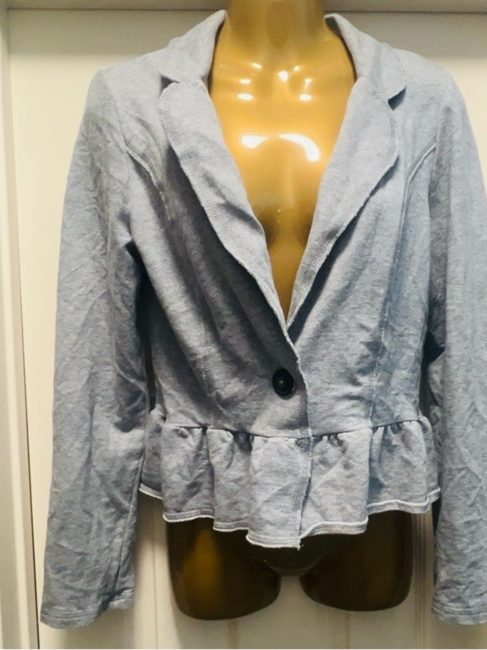 Rewind Light Gray Peplum Single-Button Blazer (Bin 6-42)